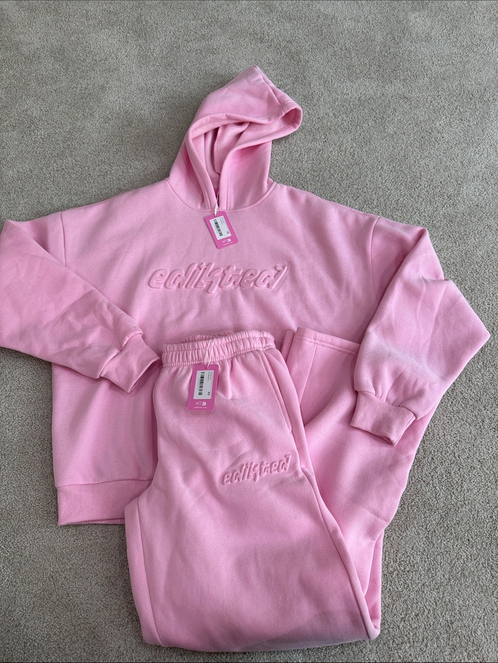 Edikted Pink Hoodie & Jogger set - Sz XS
